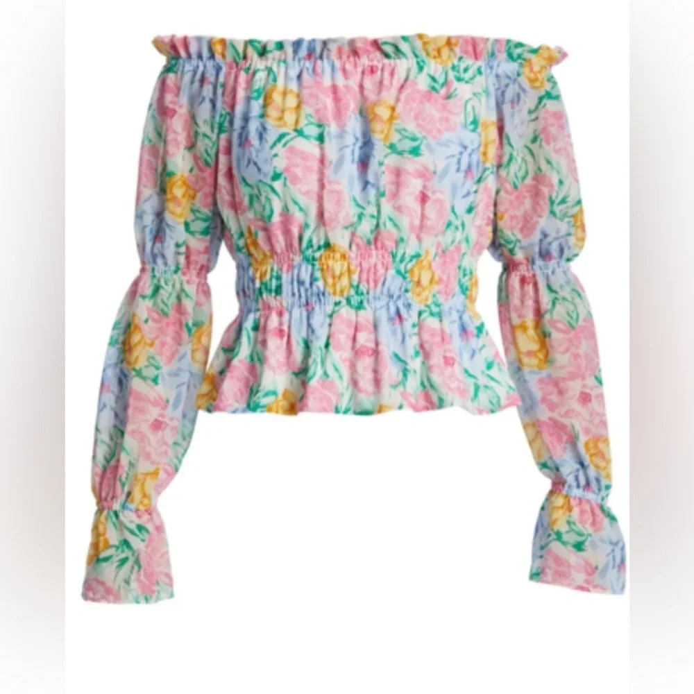 NWT WAYF Off the Shoulder Floral Watercolor Top | Large
